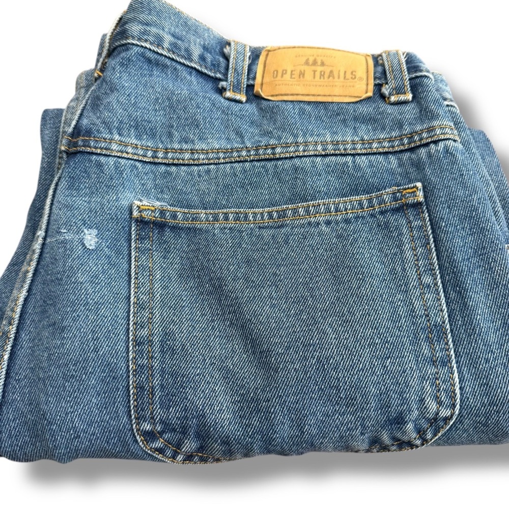 Open Trails Mens Stonewashed Blue Denim Straight Leg Jeans‎ 36x25 Cotton Oman